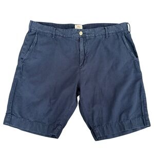 Faherty Men's Shorts Blue Linen Chino Flat Front‎ Size 35 Coastal Nautical Beach